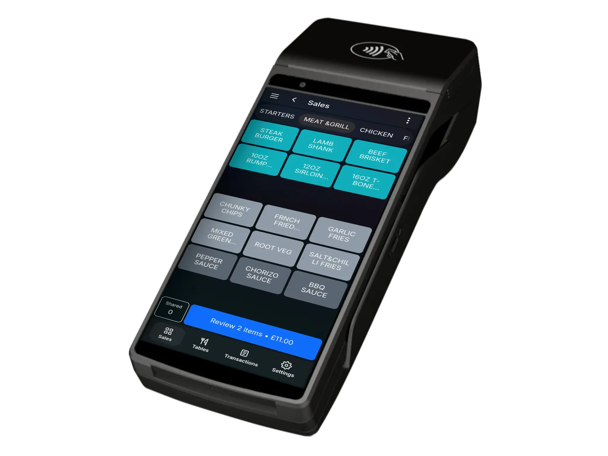 TapaPay handheld order and payment screen